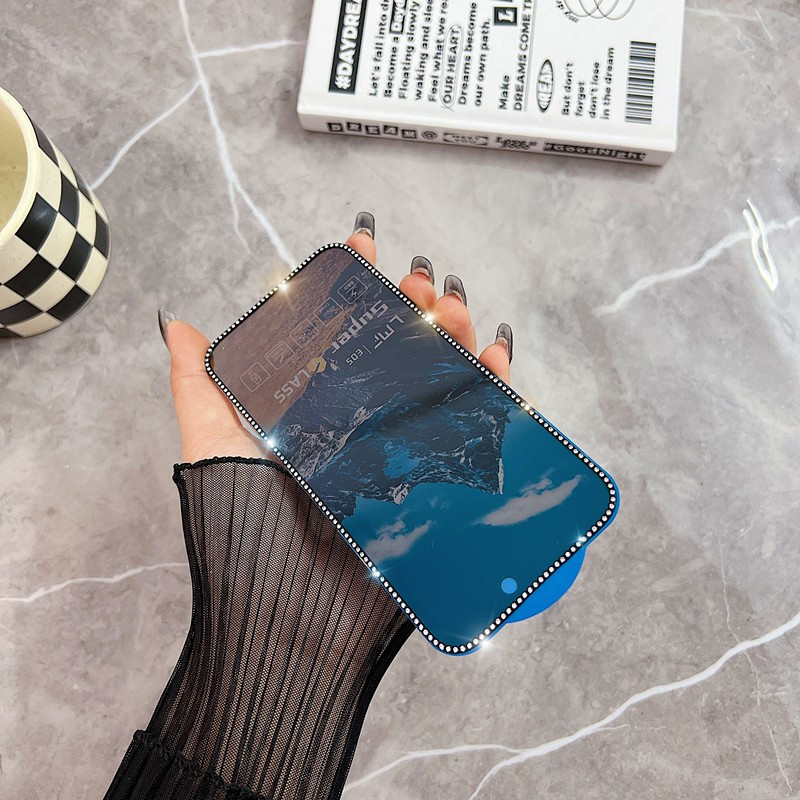 Folie sticla Apple iPhone 15 Pro Max, Full Glue ESD Privacy, pietricele decorative — varianta 4