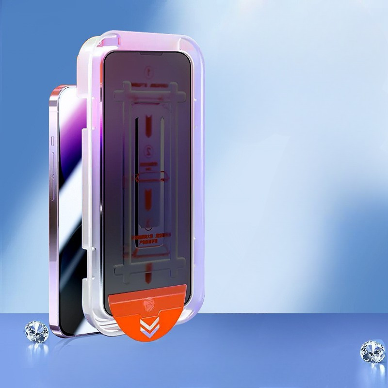 Folie sticla Privacy Apple iPhone 15 Plus, kit instalare rapida, Full Glue, margini negre — varianta 2