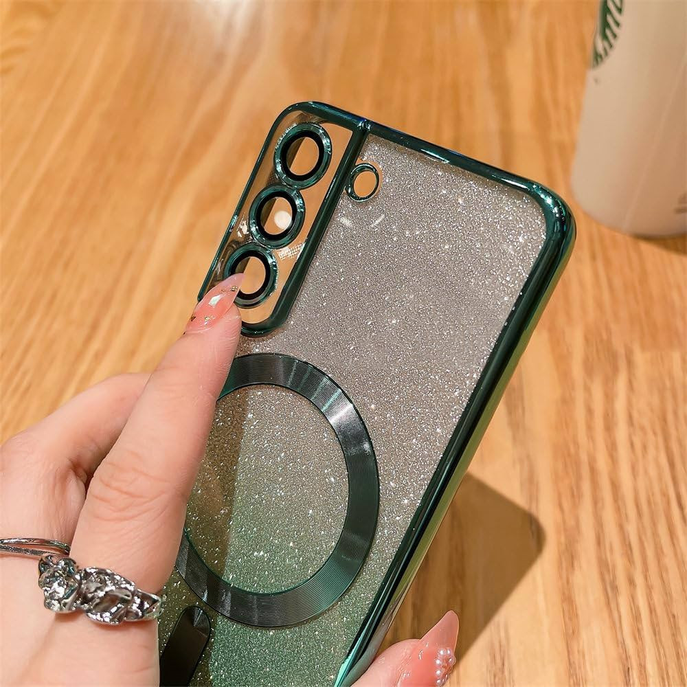 Husa Samsung Galaxy S24 Ultra, Electroplating Magsafe Glitter TPU, protectii lentile camere, neagra — varianta 2