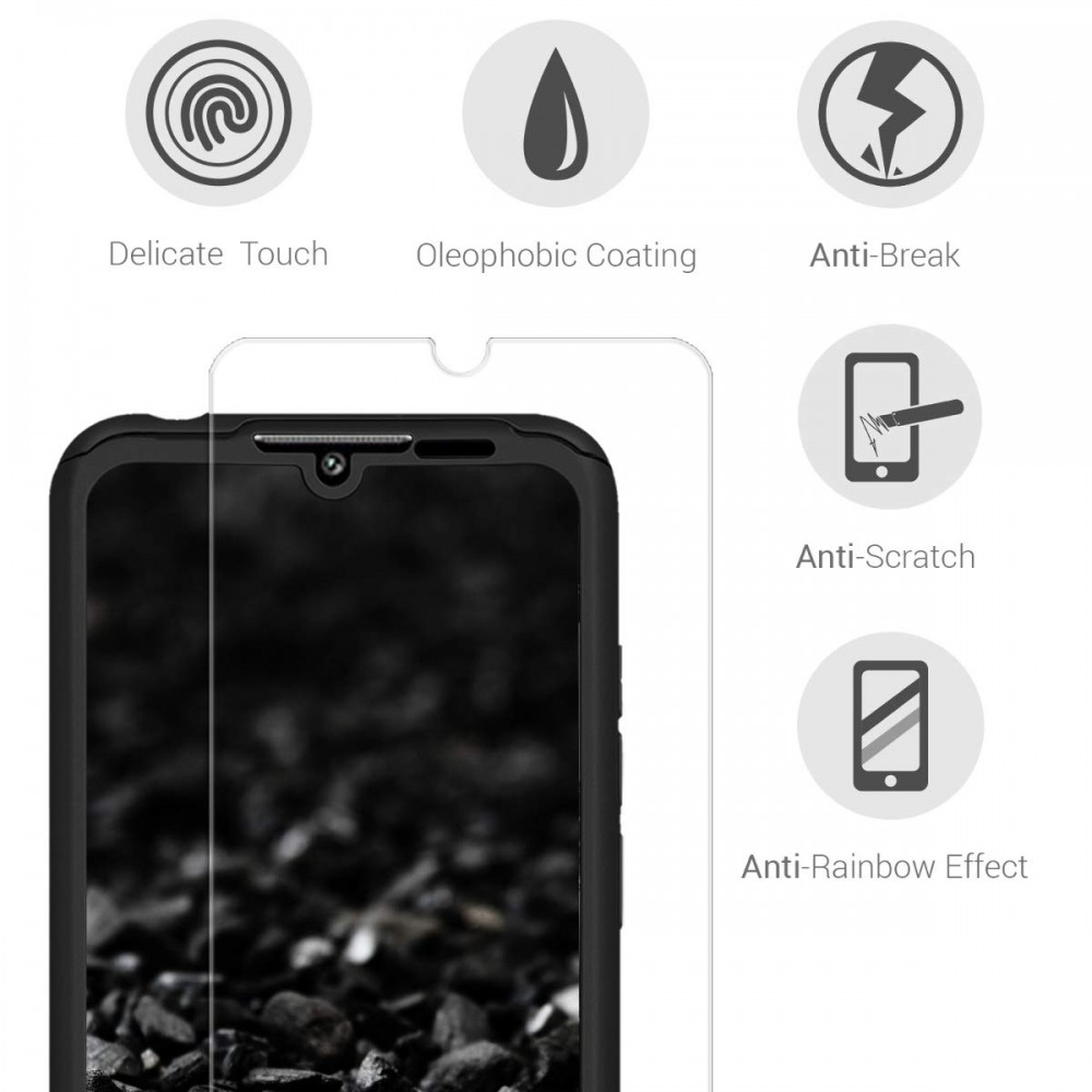 Husă Full Cover 360° pentru Huawei Y6 2019 / Y6s 2019 (față + spate + sticlă), neagra — varianta 3