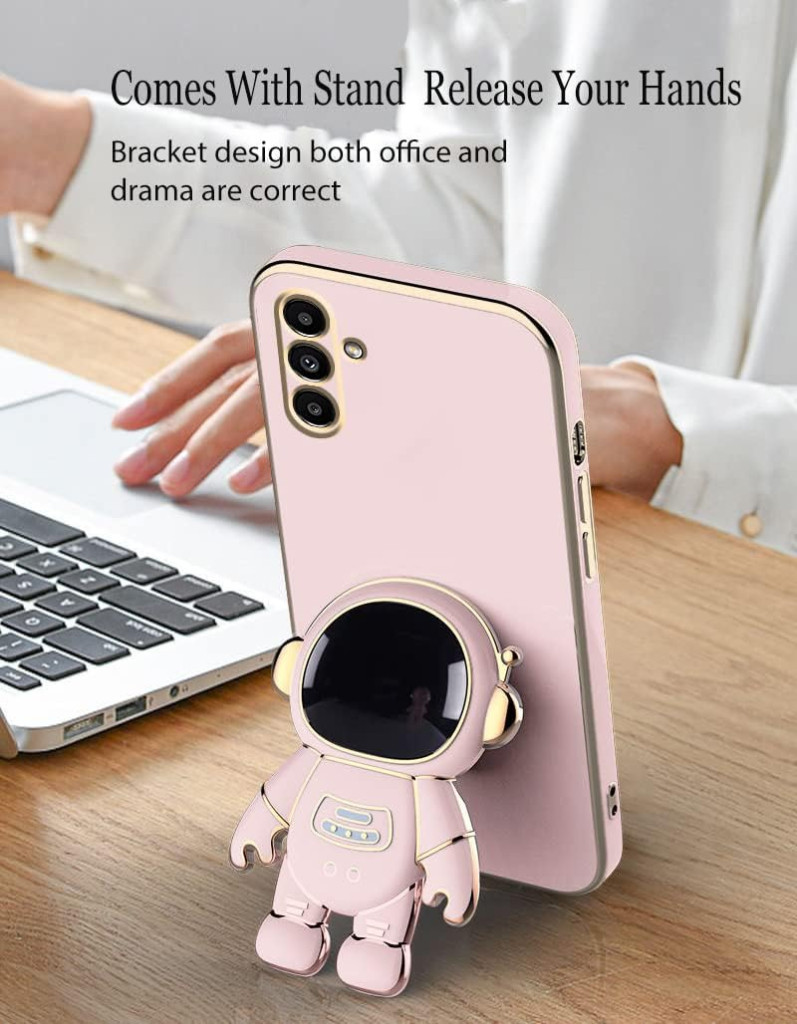Husa Samsung Galaxy A15, Astronaut Case, protectie camera, functie stand expunere, roz — varianta 3