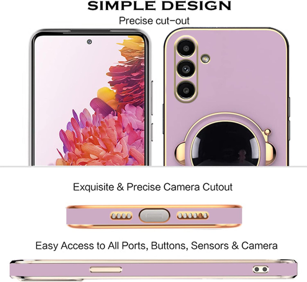 Husa Samsung Galaxy A15, Astronaut Case, protectie camera, functie stand expunere, mov — varianta 3
