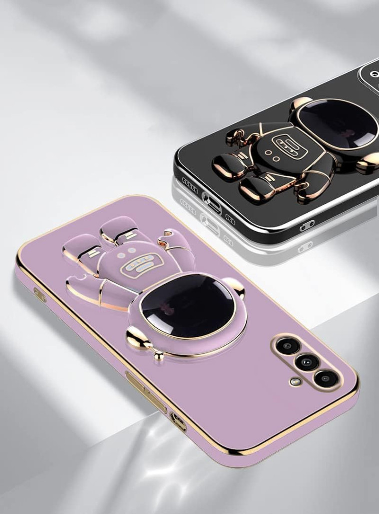Husa Samsung Galaxy A15, Astronaut Case, protectie camera, functie stand expunere, mov — varianta 5