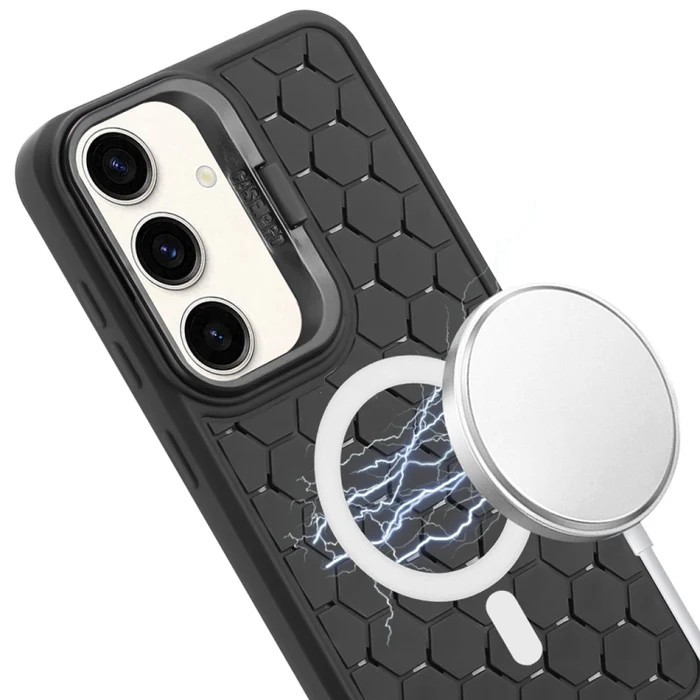 Husa Samsung Galaxy S24, HoneyComb Bracket, functie stand, neagra — 2