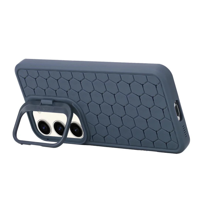 Husa Samsung Galaxy S24, HoneyComb Bracket, functie stand, albastru inchis — 3
