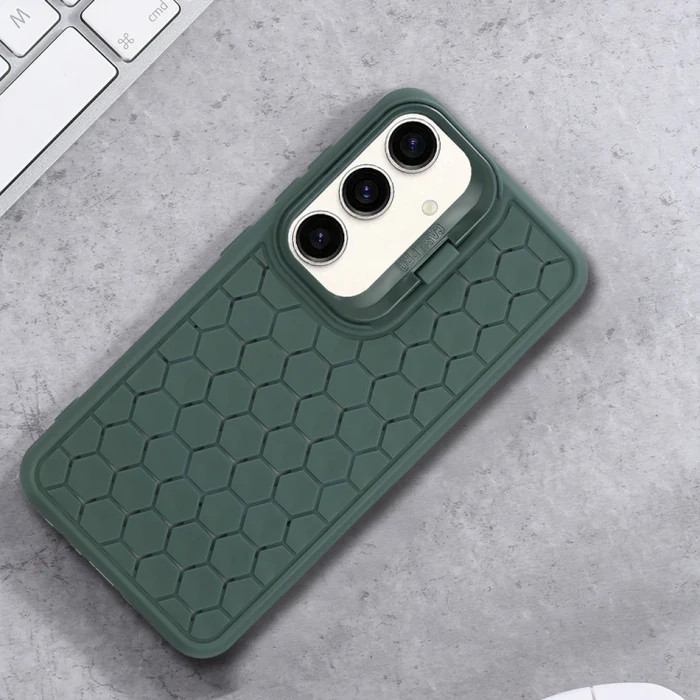 Husa Samsung Galaxy S24, HoneyComb Bracket, functie stand, verde — 6