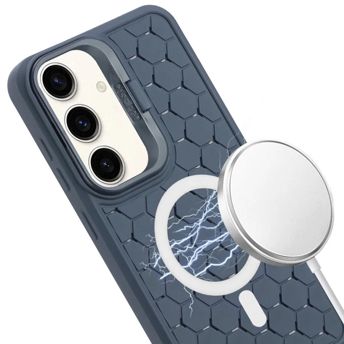Husa Samsung Galaxy S23+ (S23 Plus), HoneyComb Bracket, functie stand, albastru inchis — varianta 2