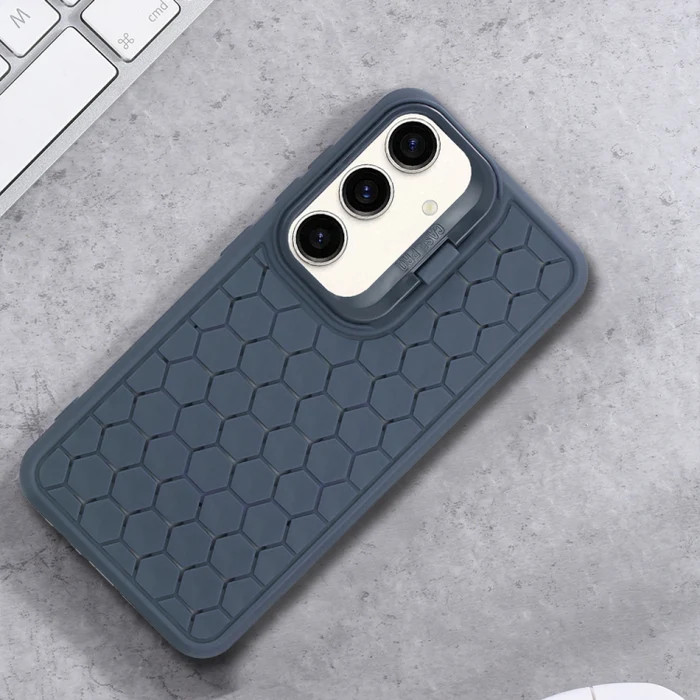 Husa Samsung Galaxy S23+ (S23 Plus), HoneyComb Bracket, functie stand, albastru inchis — varianta 6