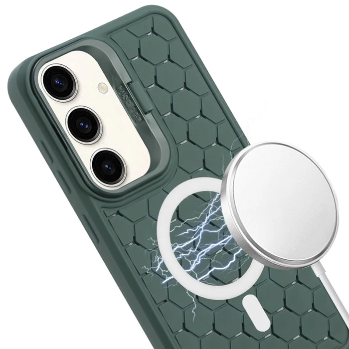 Husa Samsung Galaxy S23+ (S23 Plus), HoneyComb Bracket, functie stand, verde — varianta 2