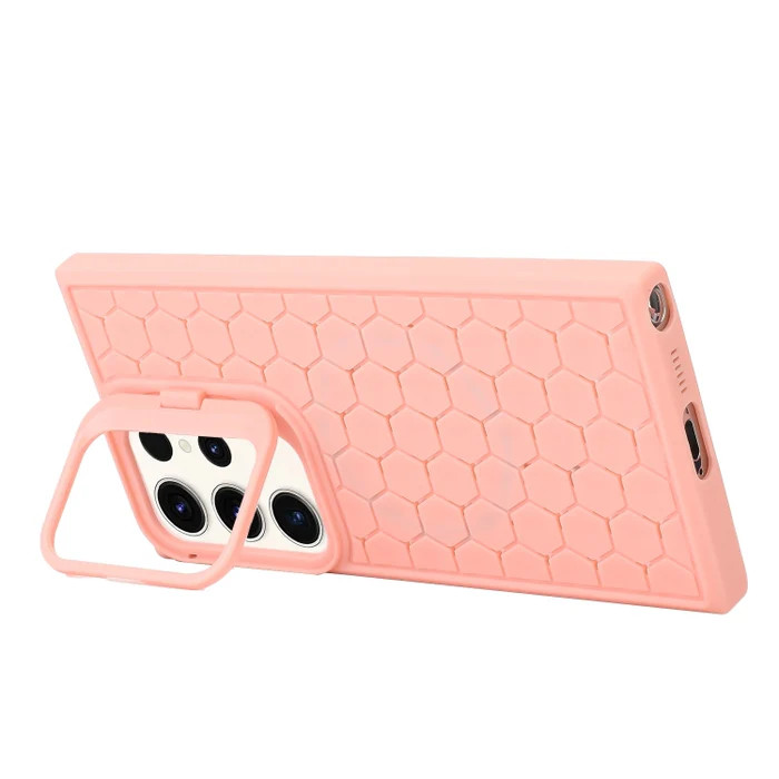 Husa Samsung Galaxy S23 Ultra, HoneyComb Bracket, functie stand, roz pal — 2
