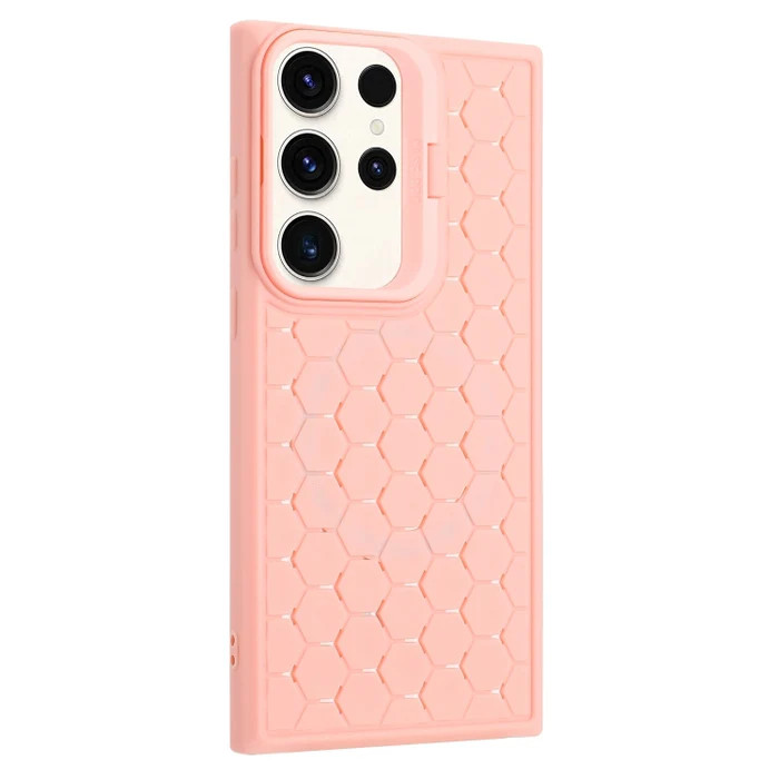 Husa Samsung Galaxy S23 Ultra, HoneyComb Bracket, functie stand, roz pal — 3
