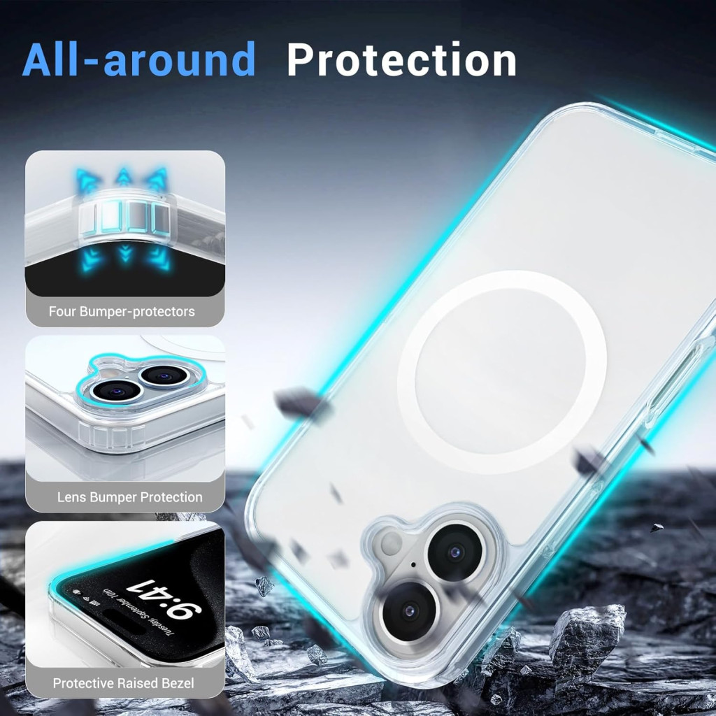 Husa protectie Apple iPhone 16 Plus, Magsafe, SnapOn, AntiDrop, Acryl+TPU, transparenta — varianta 3