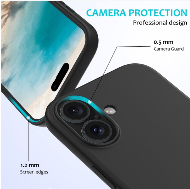 Husa Apple iPhone 16 Plus, Luxury Silicone, catifea in interior, neagra — varianta 3