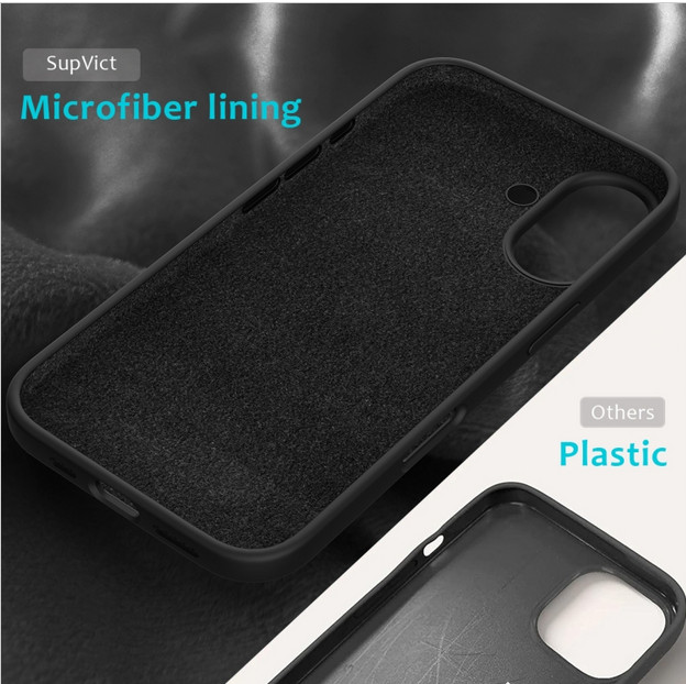 Husa Apple iPhone 16 Plus, Luxury Silicone, catifea in interior, neagra — varianta 4