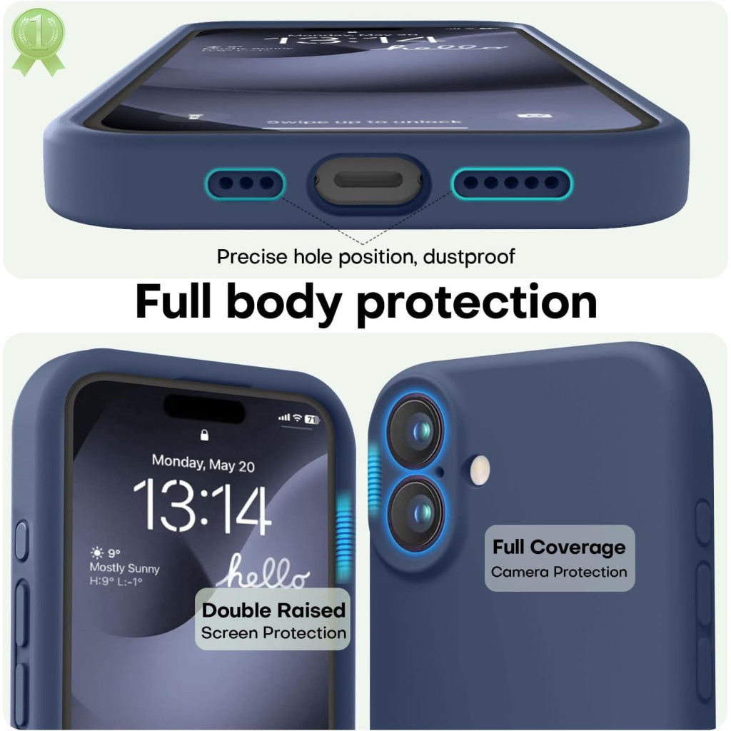 Husa protectie Apple iPhone 16 Plus, Matt TPU, protectie camera, albastra — 2