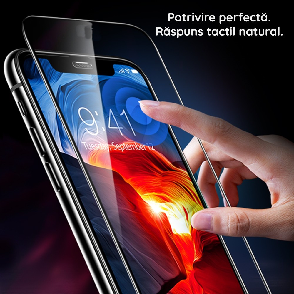 Folie de sticla Apple iPhone 16 Pro, Full Glue 9D, margini negre — varianta 3