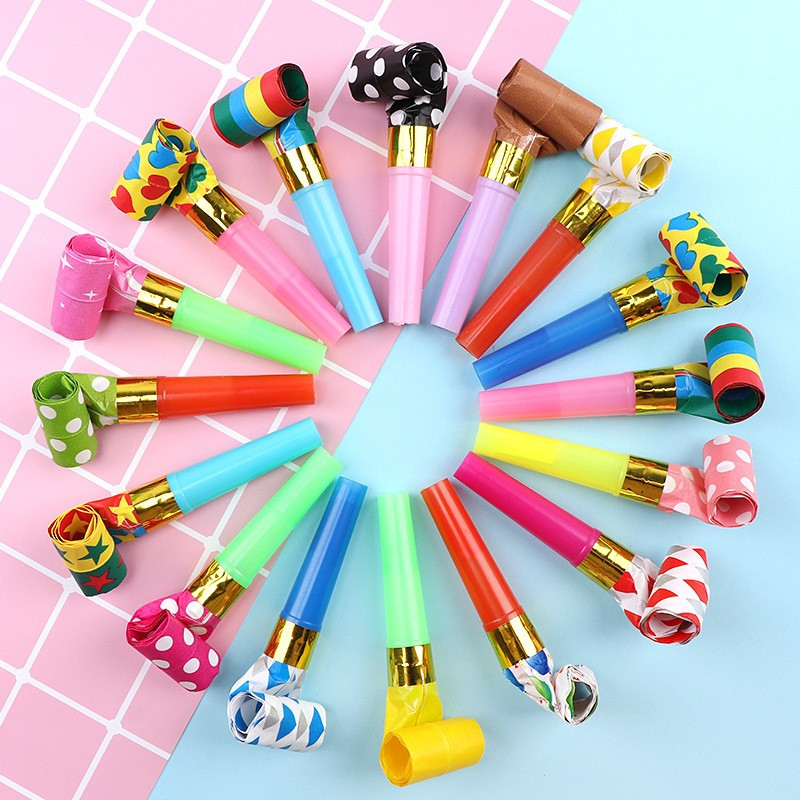 Set 6 Suflatori, pentru Petrecere, Tematica Aniversare, 8 cm, Multicolore cu Imprimeu — varianta 2