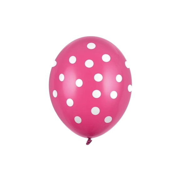 Set 10 Baloane din Latex, Model Party cu Buline si Simple, 30 cm, Fucsia, 2.8 g — varianta 2