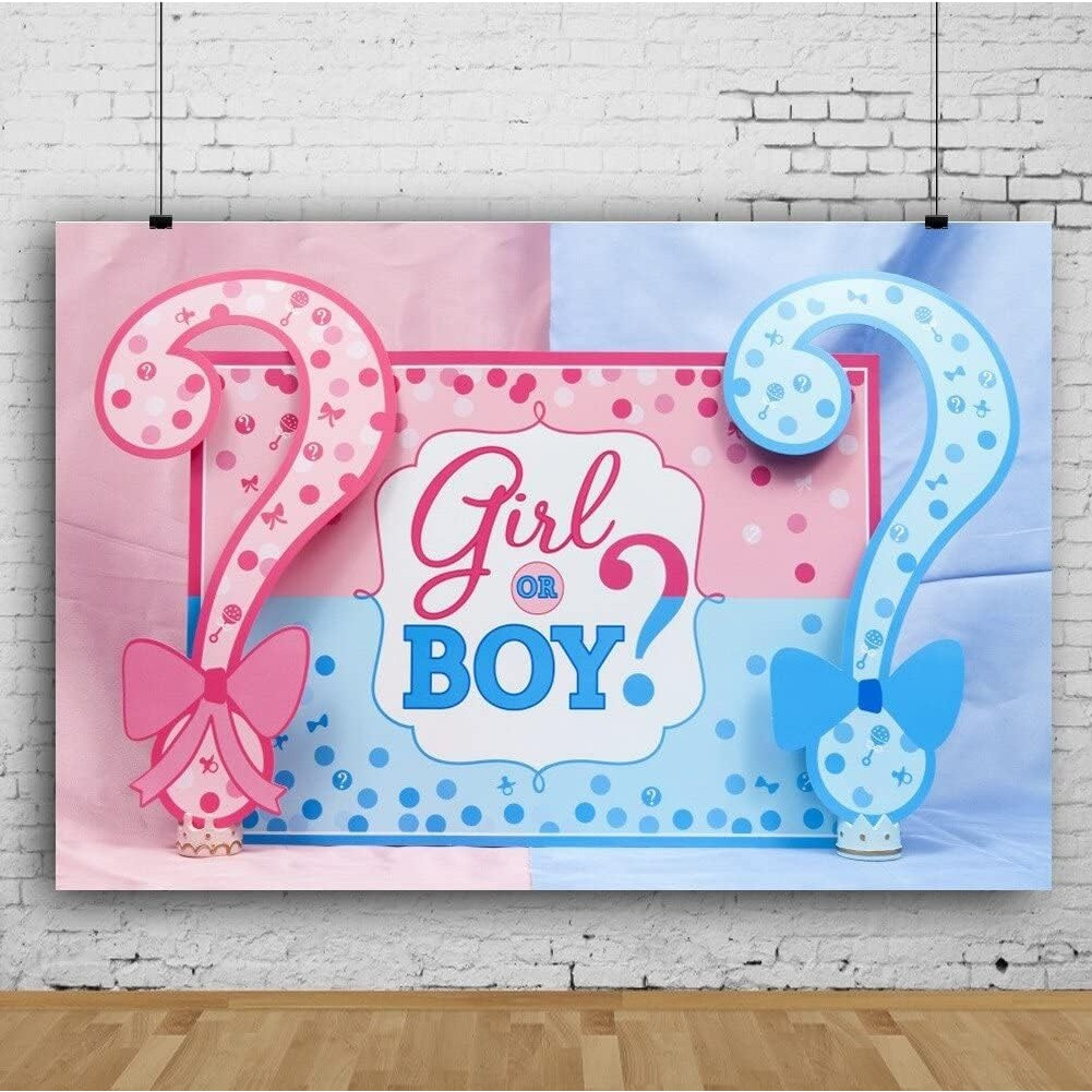 Banner pentru petrecere, model Girl or Boy, tematica Gender Reveal, 150 x 100 cm, albastru/roz — 3