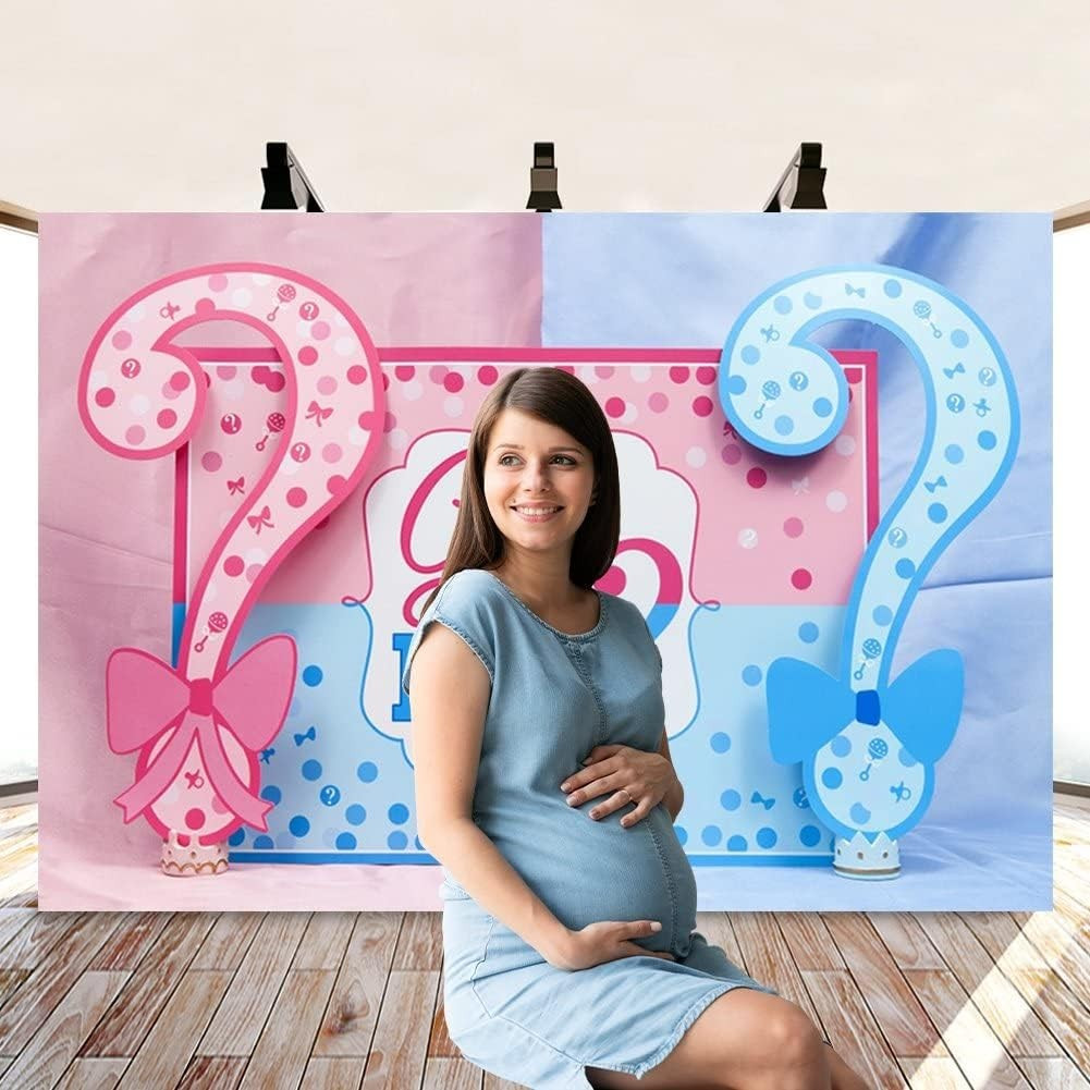 Banner pentru petrecere, model Girl or Boy, tematica Gender Reveal, 150 x 100 cm, albastru/roz — 6