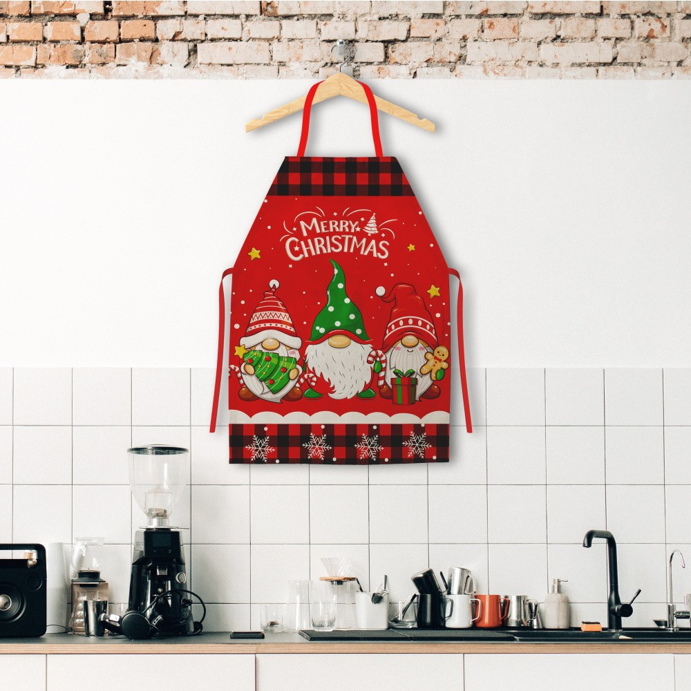 Sort de bucatarie decorativ, tema Craciun, 50 x 70 cm, model 3 elfi — varianta 4