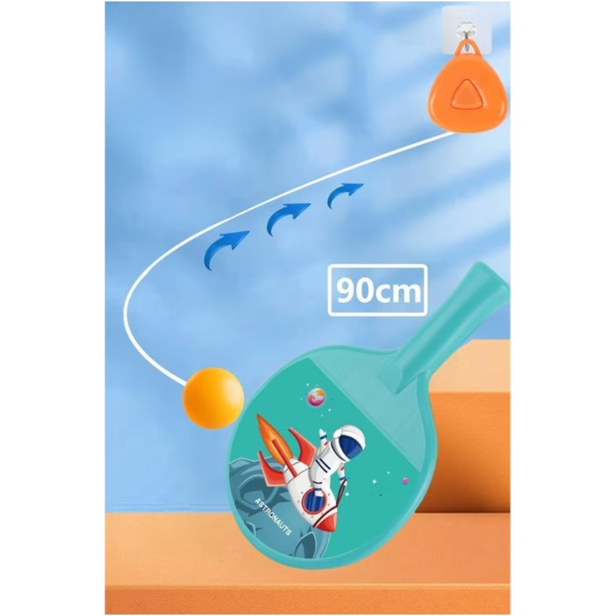 Set 2 palete de tenis de masa / ping pong copii, accesoriu de agatat si 2 mingii incluse, albastre — varianta 3