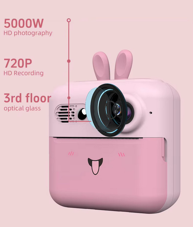 Aparat foto, camera video Full HD pentru copii IDK-A23, imprimanta termica incorporata, roz — 4
