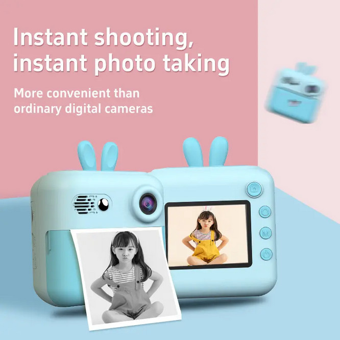 Aparat foto, camera video Full HD pentru copii IDK-A23, imprimanta termica incorporata, roz — 5