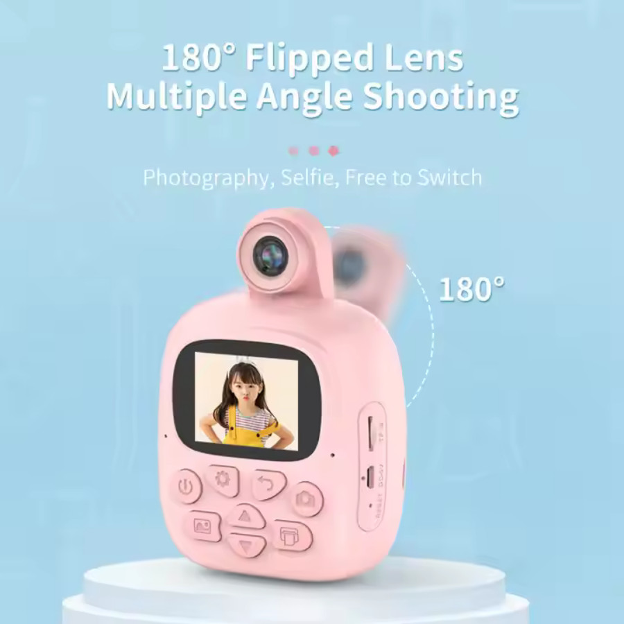 Aparat foto, camera video Full HD pentru copii IDK-A19, imprimanta termica incorporata, turcoaz — 4