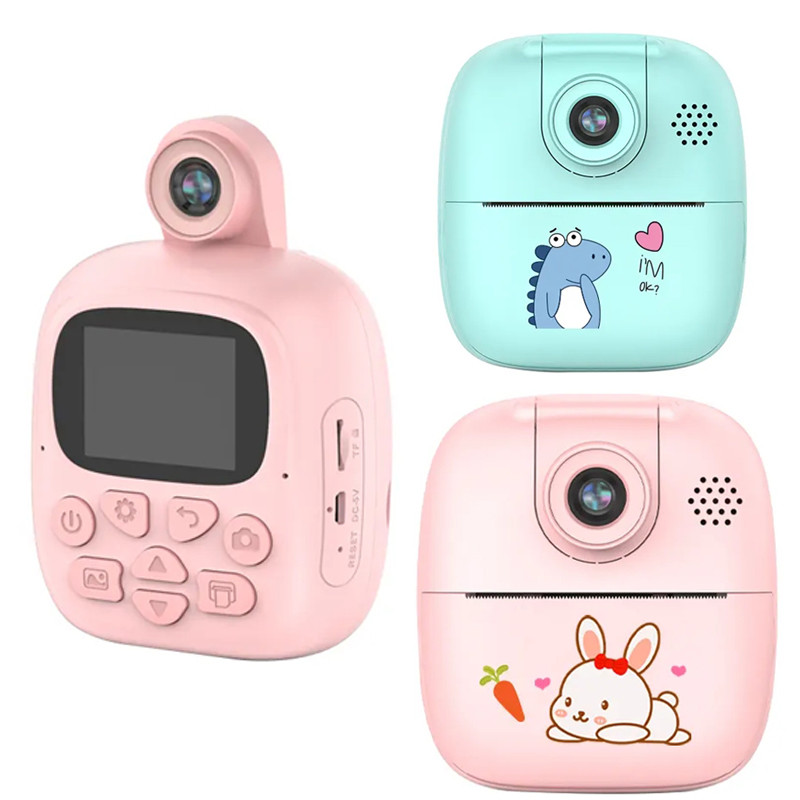 Aparat foto, camera video Full HD pentru copii IDK-A19, imprimanta termica incorporata, turcoaz — 5