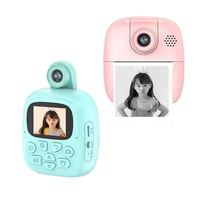 Aparat foto, camera video Full HD pentru copii IDK-A19, imprimanta termica incorporata, turcoaz — 6