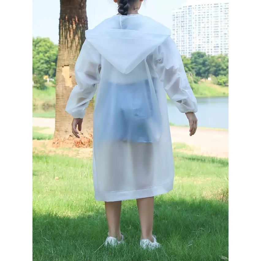 Pelerina de ploaie pentru copii, 100 - 145 cm, din EVA, inchidere cu capse, alba — varianta 2