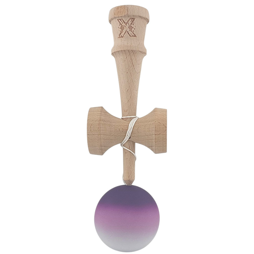 Jucarie lemn Kendama X, originala, profesionala, Rubber Grip, negru/mov/alb — varianta 3