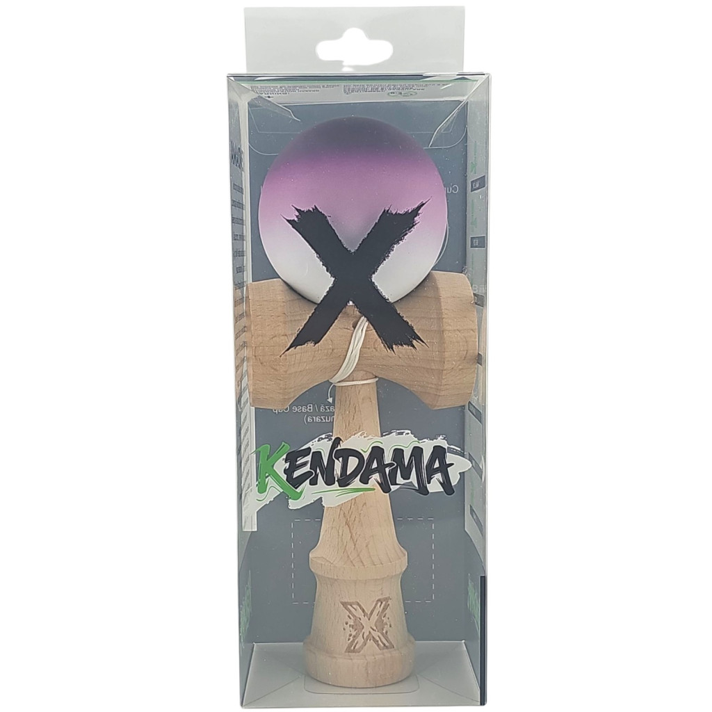Jucarie lemn Kendama X, originala, profesionala, Rubber Grip, negru/mov/alb — varianta 4
