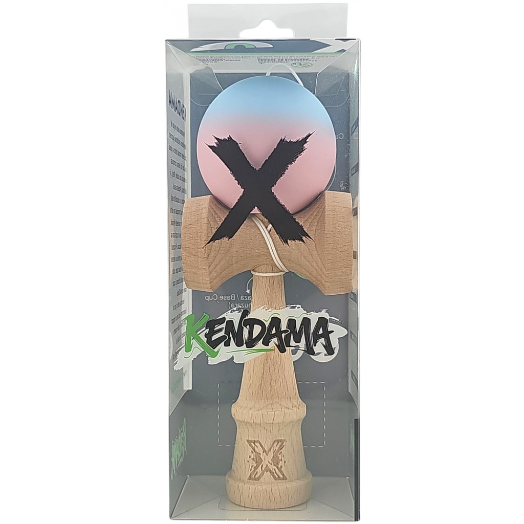 Jucarie lemn Kendama X, originala, profesionala, Rubber Grip, rosu/galben/albastru — varianta 5
