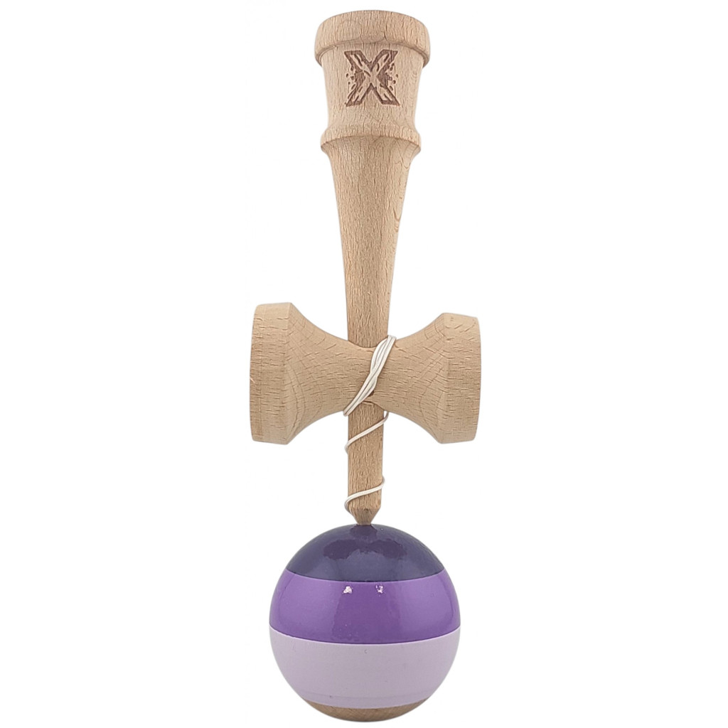 Jucarie lemn Kendama X, originala, profesionala, Super Sticky, 18 cm, mov/lila — varianta 2