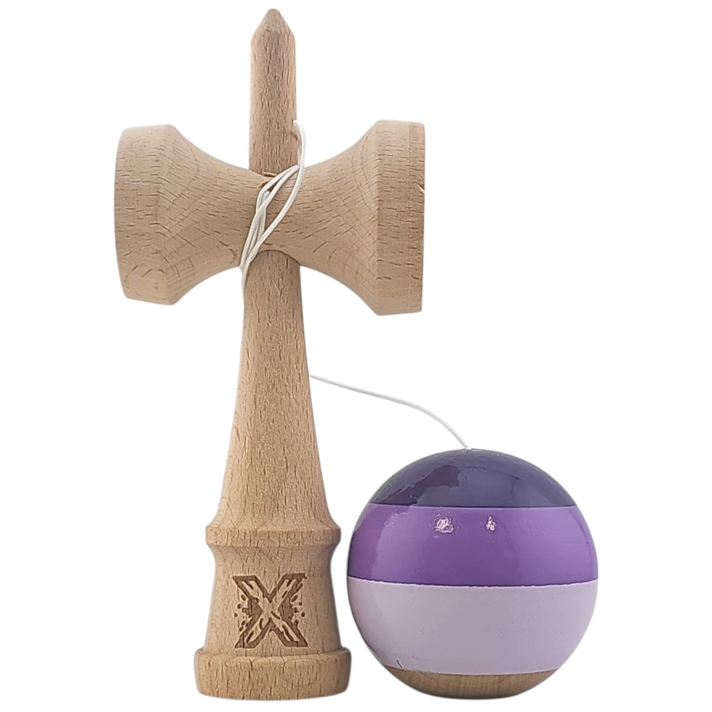 Jucarie lemn Kendama X, originala, profesionala, Super Sticky, 18 cm, mov/lila — varianta 4