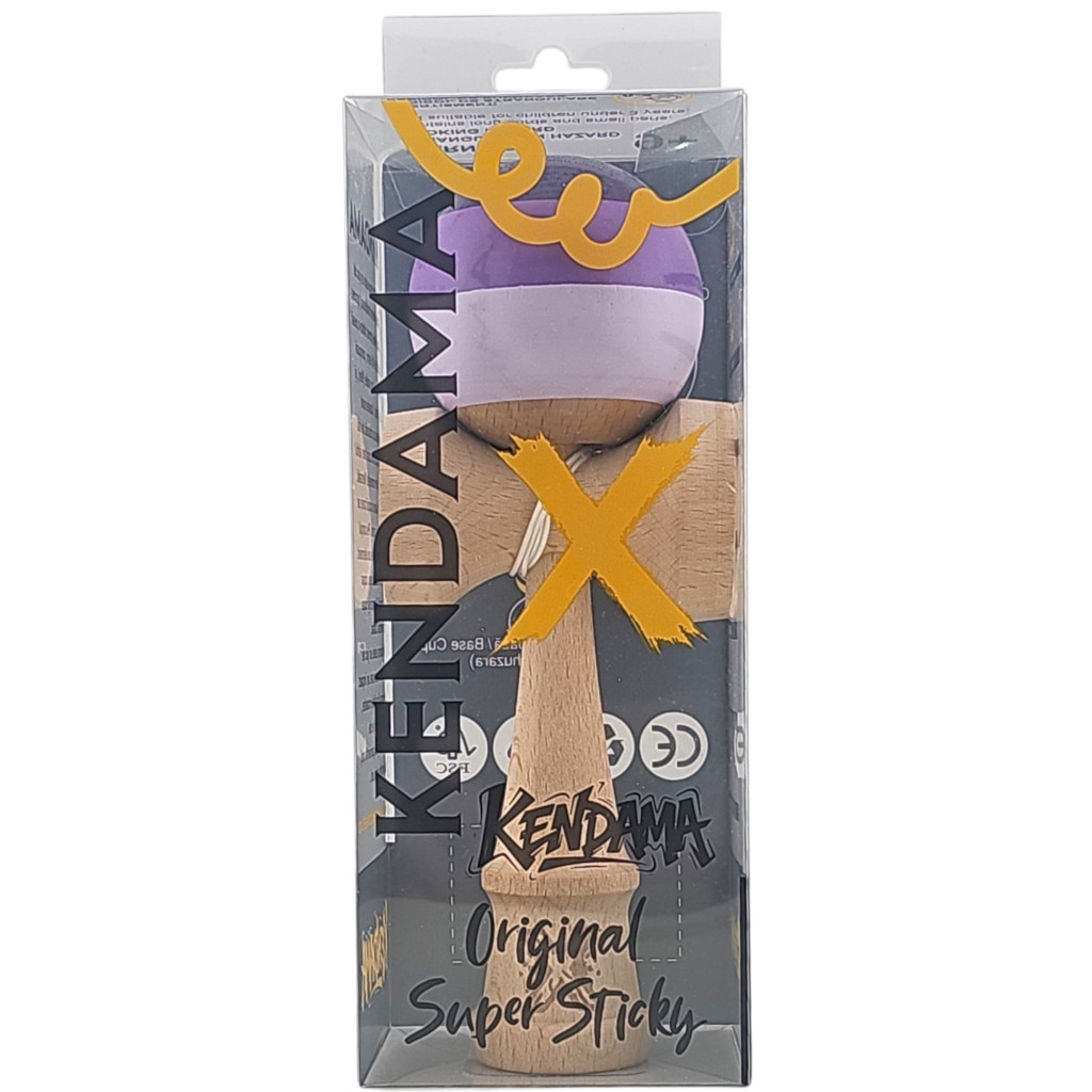 Jucarie lemn Kendama X, originala, profesionala, Super Sticky, 18 cm, mov/lila — varianta 5