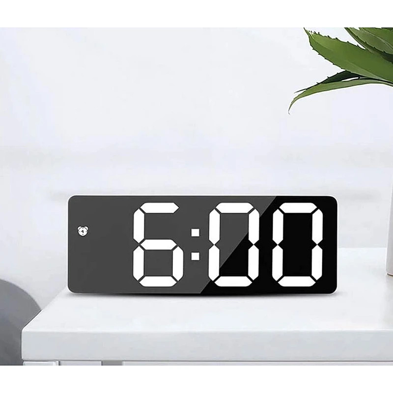 Ceas de masa digital LED DS-3806M, carcasa neagra si afisaj alb — varianta 2
