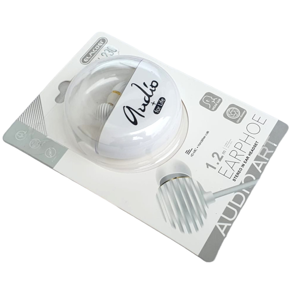 Casti audio cu microfon EV-230, conector jack 3.5 mm, cablu 1.2 m, cutie depozitare, albe — varianta 2