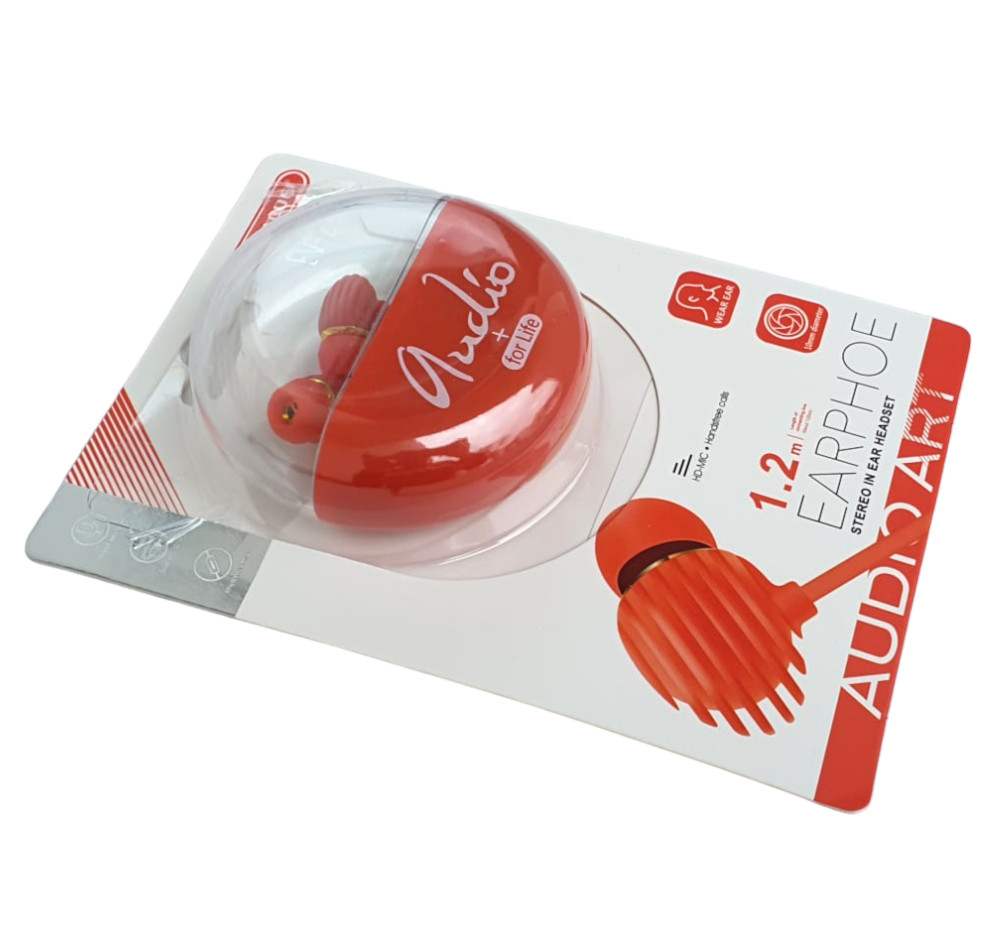 Casti audio cu microfon EV-230, conector jack 3.5 mm, cablu 1.2 m, cutie depozitare, rosii — varianta 2