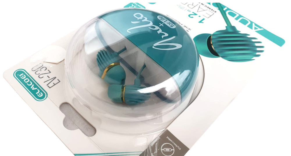Casti audio cu microfon EV-230, conector jack 3.5 mm, cablu 1.2 m, cutie depozitare, turcoaz — varianta 3