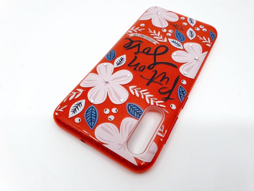 Husa Flowers Glitter pentru Apple iPhone 7 / 8, cu mesaj, rosie — 3