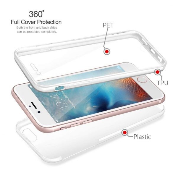 Husa protectie iPhone 12 Pro Max (fata + spate) Fully PC & PET 360°, transparenta — 3