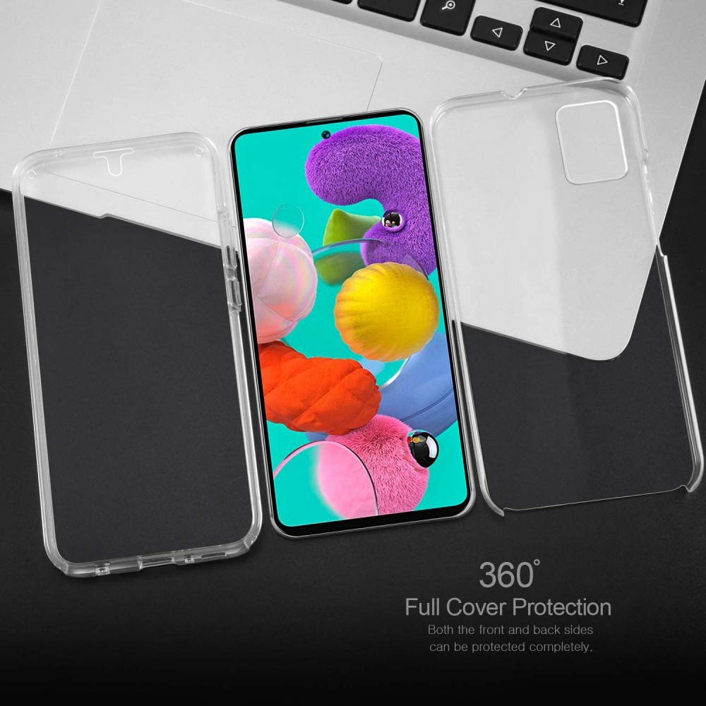 Husa protectie Samsung Galaxy A71 (fata + spate) Fully PC & PET 360°, transparenta — varianta 4