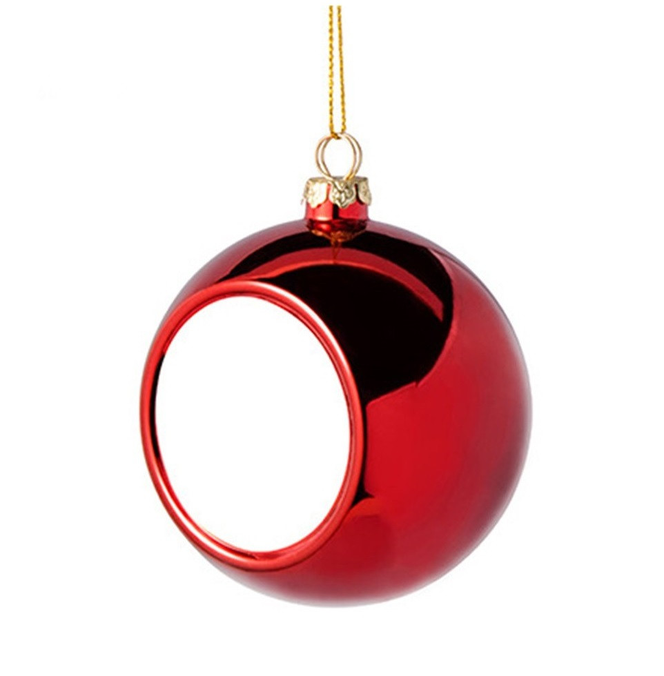 Glob personalizabil rosu pentru brad, Ø 8 cm — varianta 2