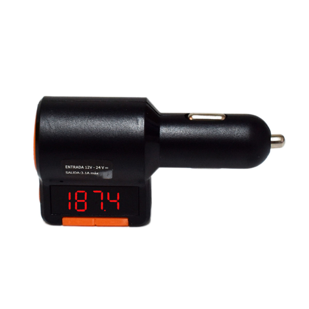 Modulator FM cu incarcare USB si Bluetooth Greatnice GTS-C905, 2 porturi USB, negru/portocaliu — varianta 4