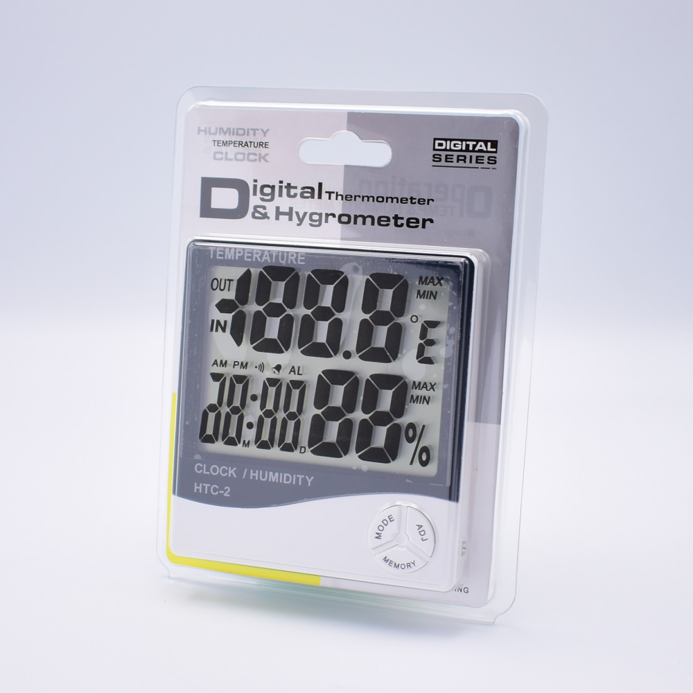 Ceas digital HTC-2, ecran LCD, higrometru, termometru, AM/PM, alarma, alb — 3