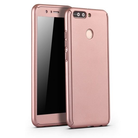 Husă Full Cover 360° pentru Huawei Y9 2018 (față + spate + sticlă), rose gold — varianta 2