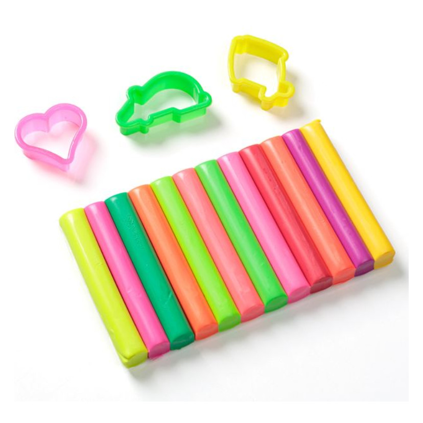 Set plastilina 12 culori diferite neon & forme, 15 piese — varianta 2